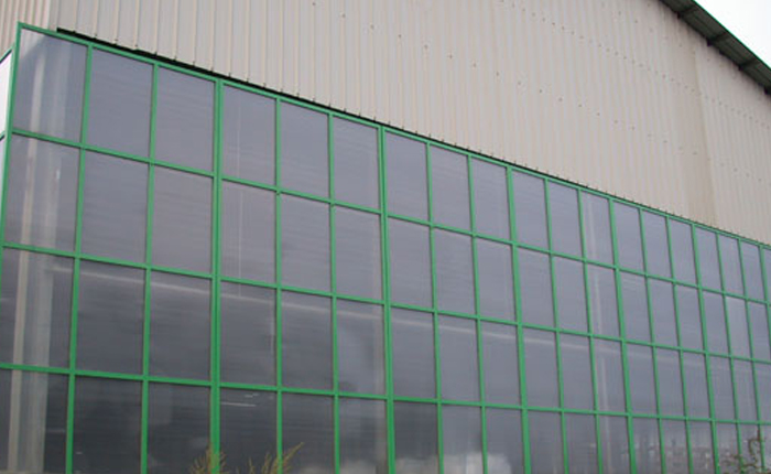 Multiwall Polycarbonate Side panels on building
